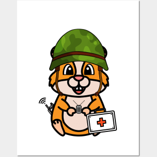 Funny hamster is a medic Posters and Art